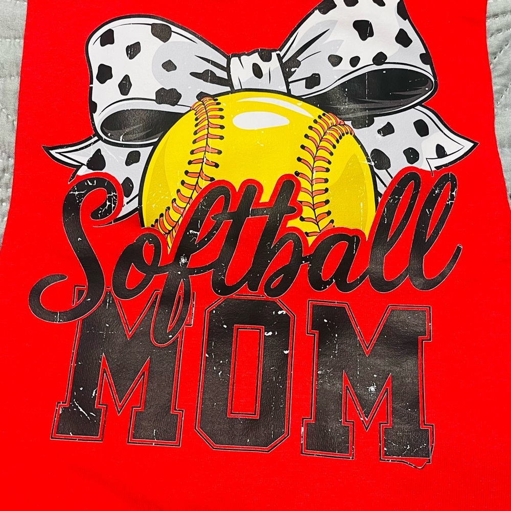 Red Softball Mom Graphic Tee